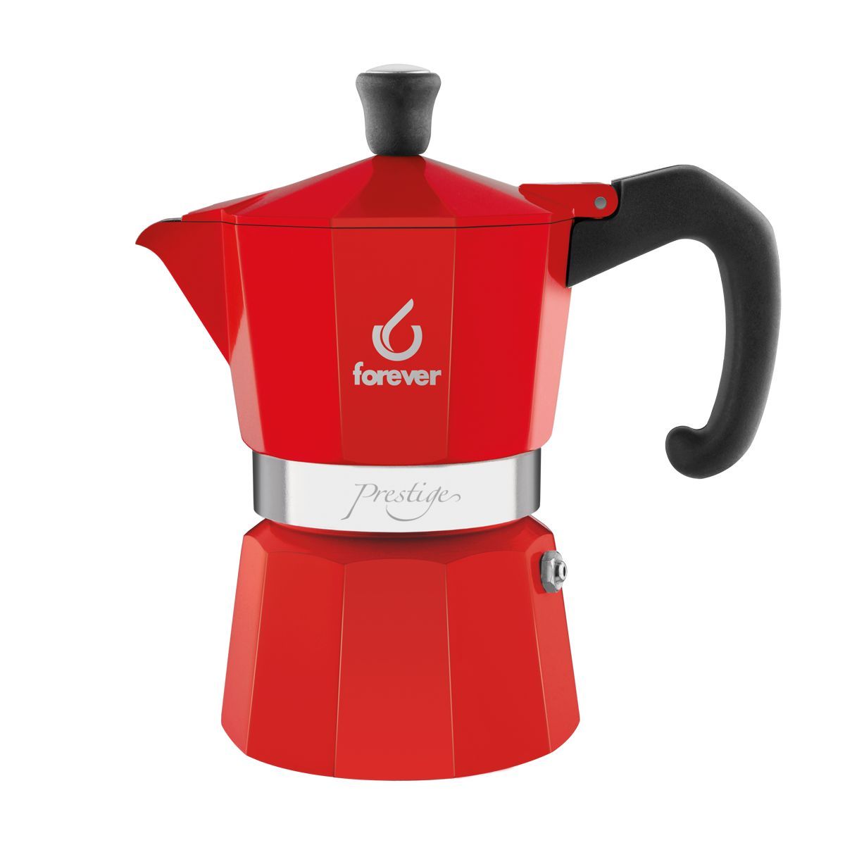Гейзерная кофеварка алюминиевая MOKA PRESTIGE "LA ROSSA" красная на 6 чашек
