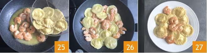 Равиоли, фаршированные картофелем и креветками